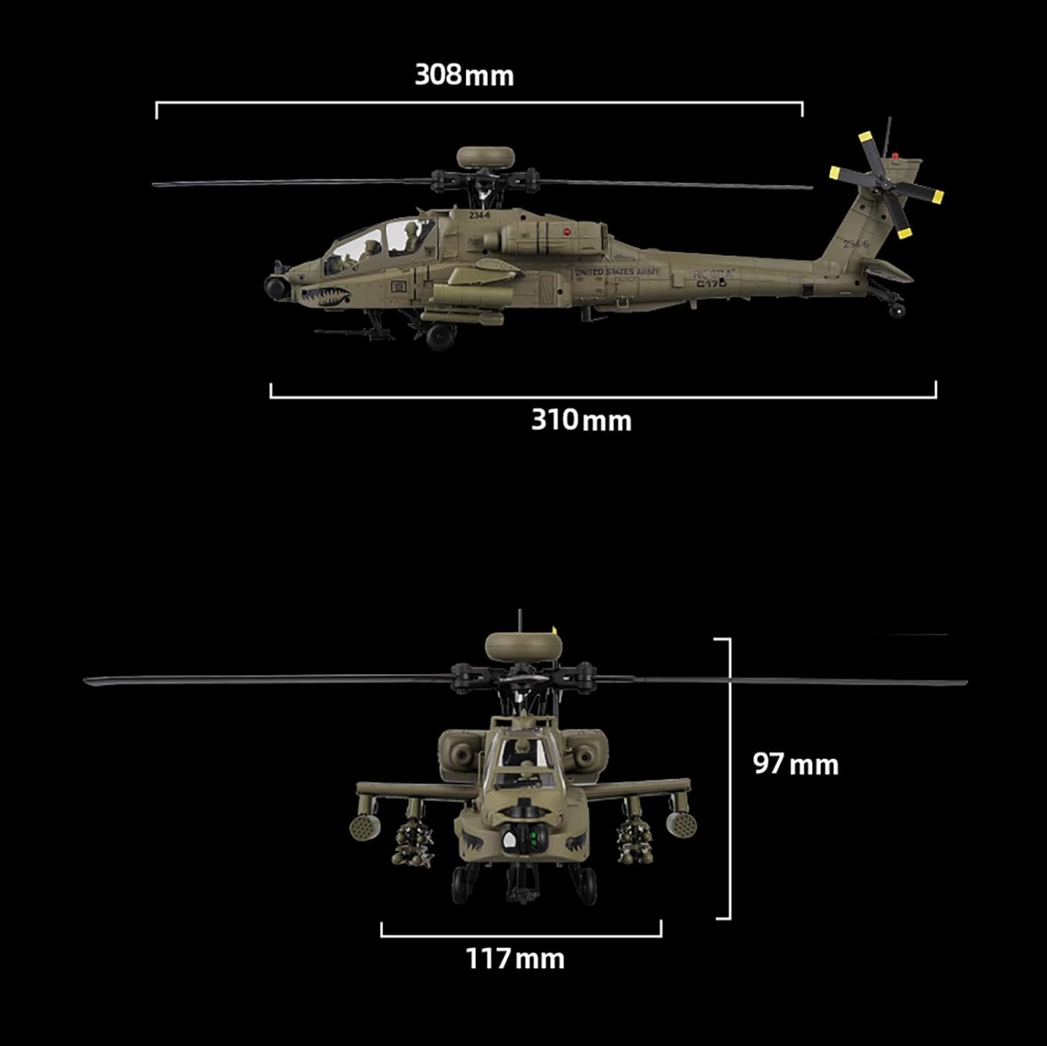 310MM 6CH C170 AH-64D RC Helik - Rc Hobby Helicopter recensie en prijs