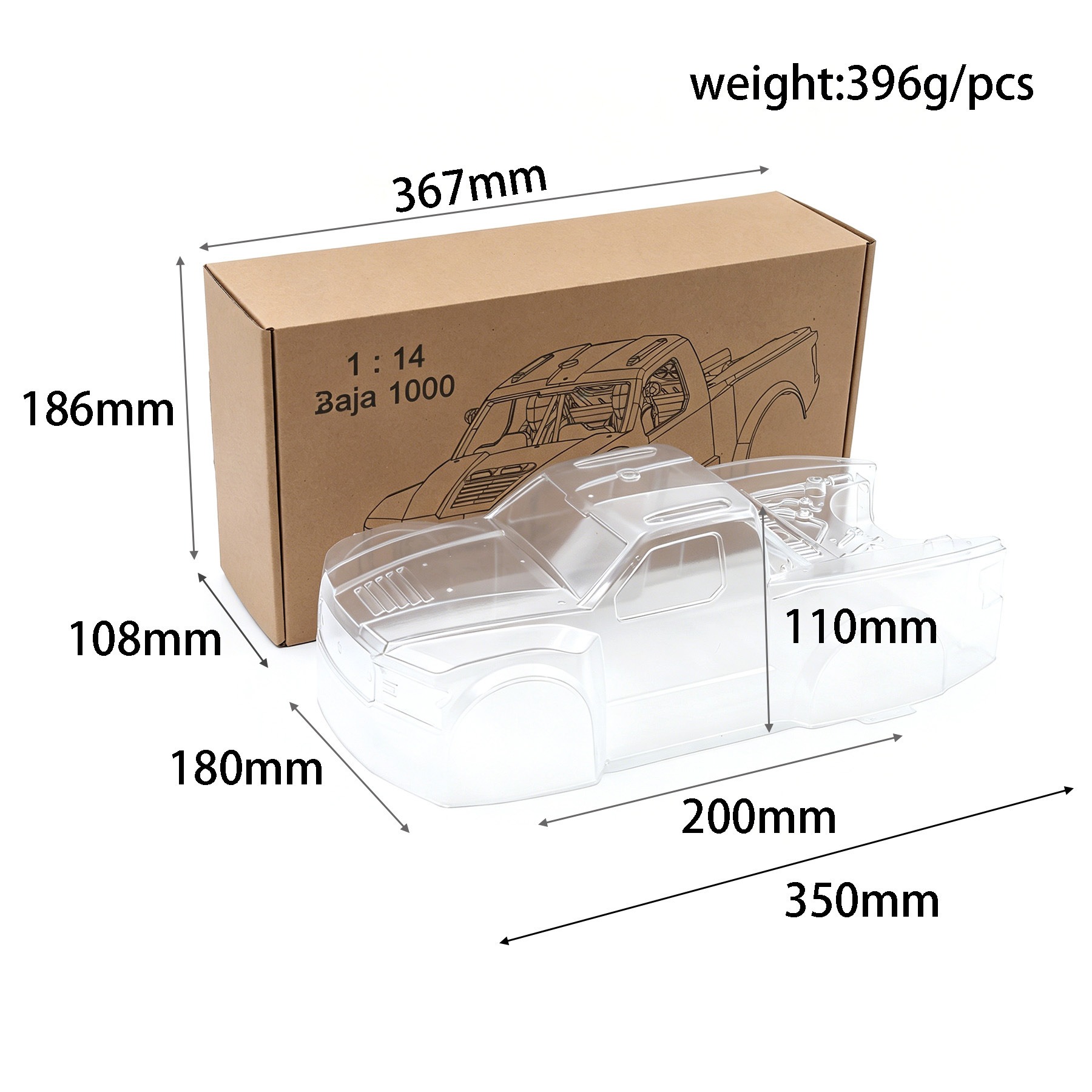 1/14 RC Truk Bodyshell Pre-Cut - Body Shell Rc recensie en prijs